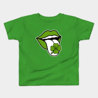 St. Patrick's Day Clover Tongue Kids T-Shirt